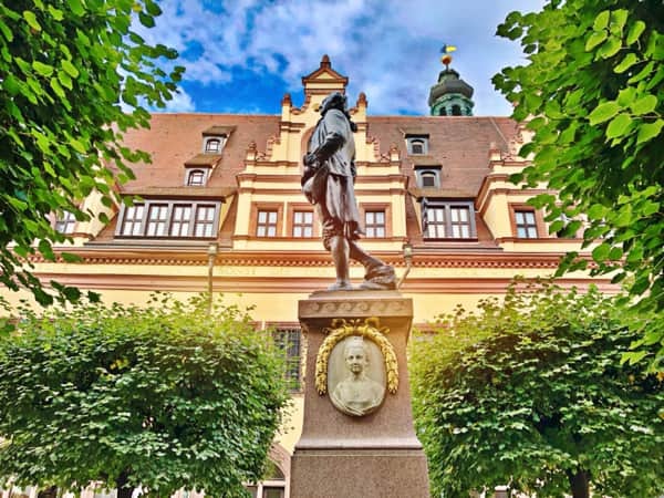Leipzig Old Town Hall and Goethe Monument